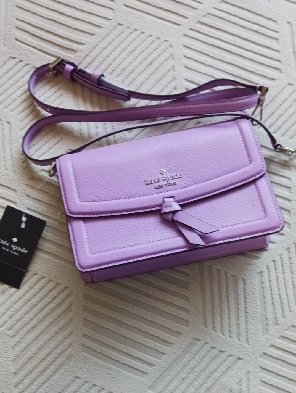 kate spade lavender pebble leather crossbody with knot detail